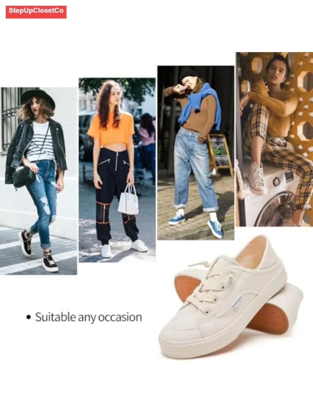 Women's Convertible Lace-up Canvas Slip On Shoes Non Slip Loafers Sneakers